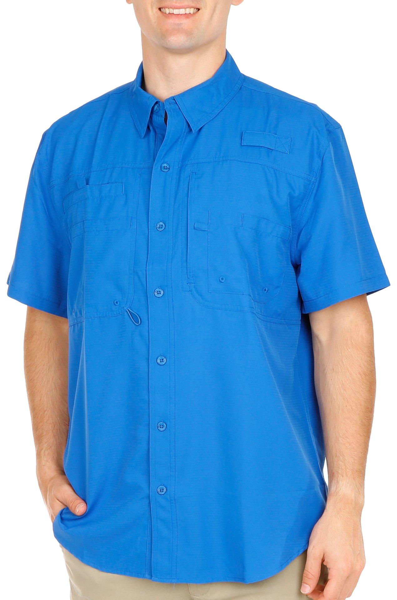 Reel Legends Men's Short Sleeve Cotton Blend Button Up Swordfish Shirt Size  L on eBid United States