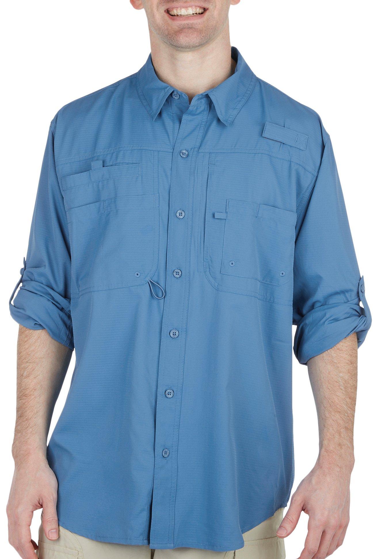Reel Legends Mens Saltwater II Long Sleeve Fishing Shirt - Marina Blue - XX-Large