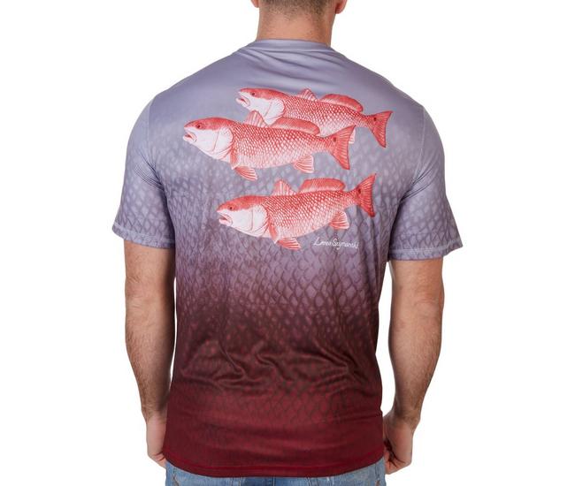 Reel Legends Mens Lea Szymanski Red Fish T-Shirt - Purple Gray - Large