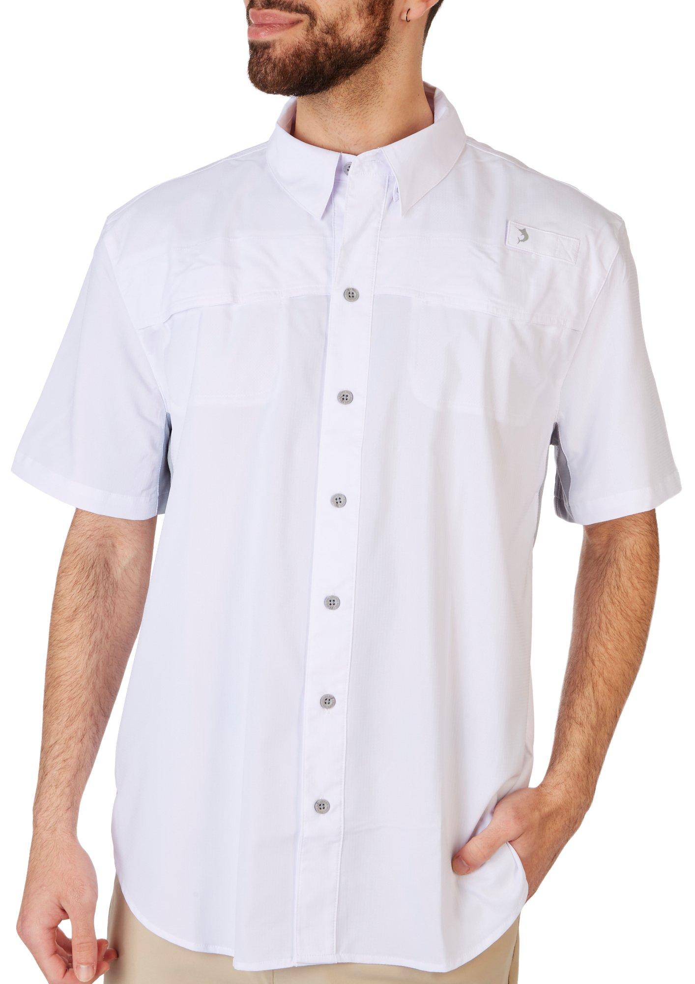 Reel Legends Mens Solid Mariner II Short Sleeve Shirt - Bright White - X-Large