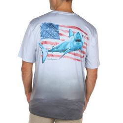 Reel Legends Mens Shark Flag Short Sleeve Shirt