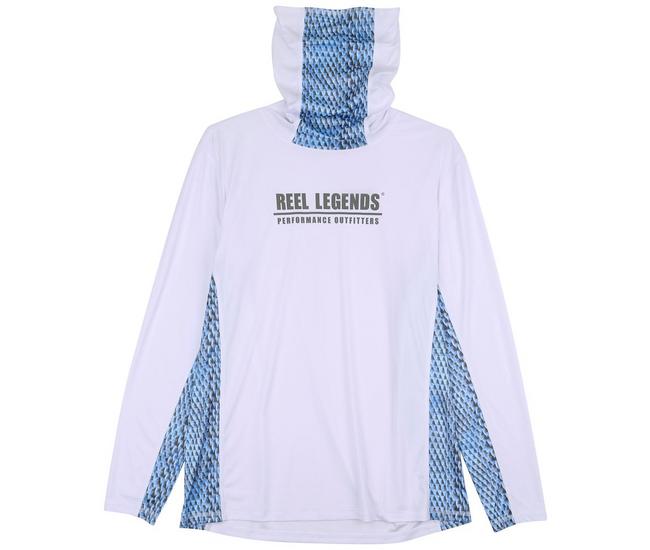 Reel Legends Mens Scale Reel-Tec Gaiter Shirt - White - X-Large