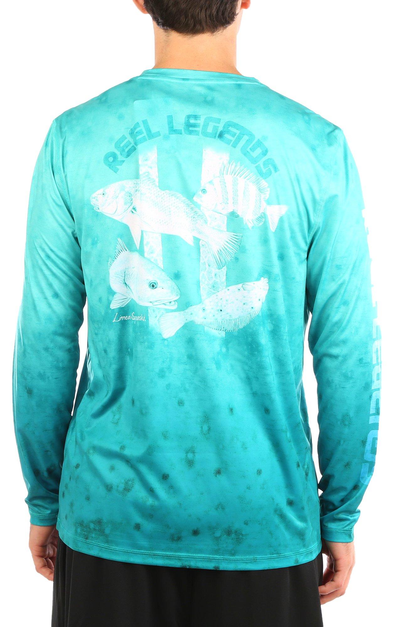 Mens Pier Party Fish Reel-Tec Long Sleeve T-Shirt