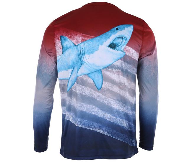 Reel Legends Mens Palm Explosion Ombre Long Sleeve Top - Navy - Small