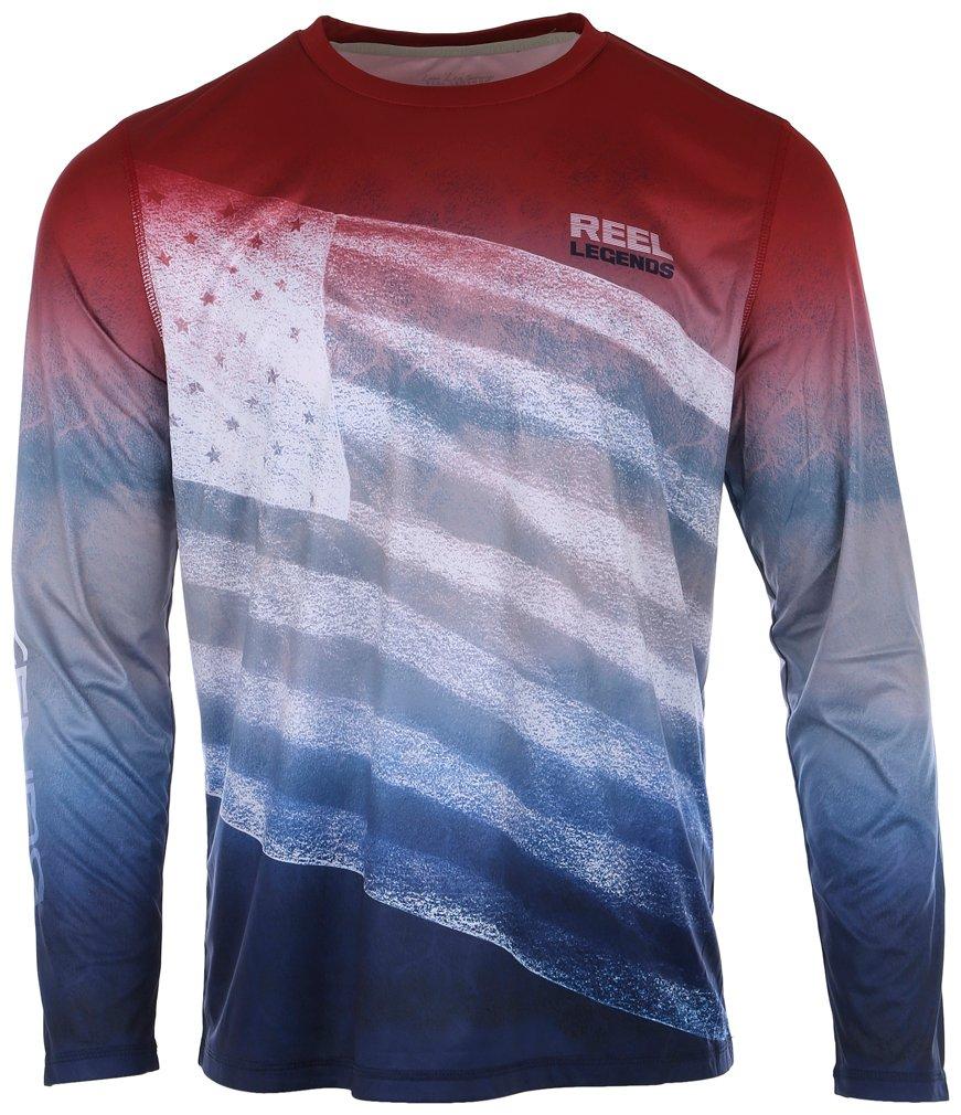 Reel Legends Mens Americana Reel-Tec Long Sleeve T-Shirt
