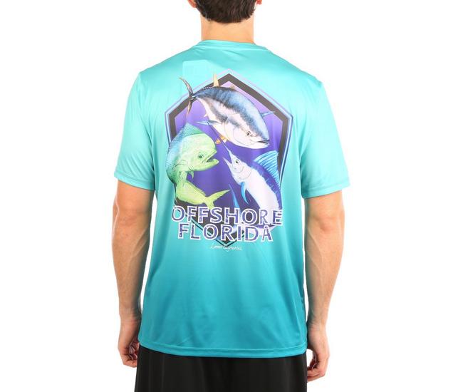 Reel Legends Mens Reel-Tec Offshore Florida Graphic T-Shirt - Mint - Small