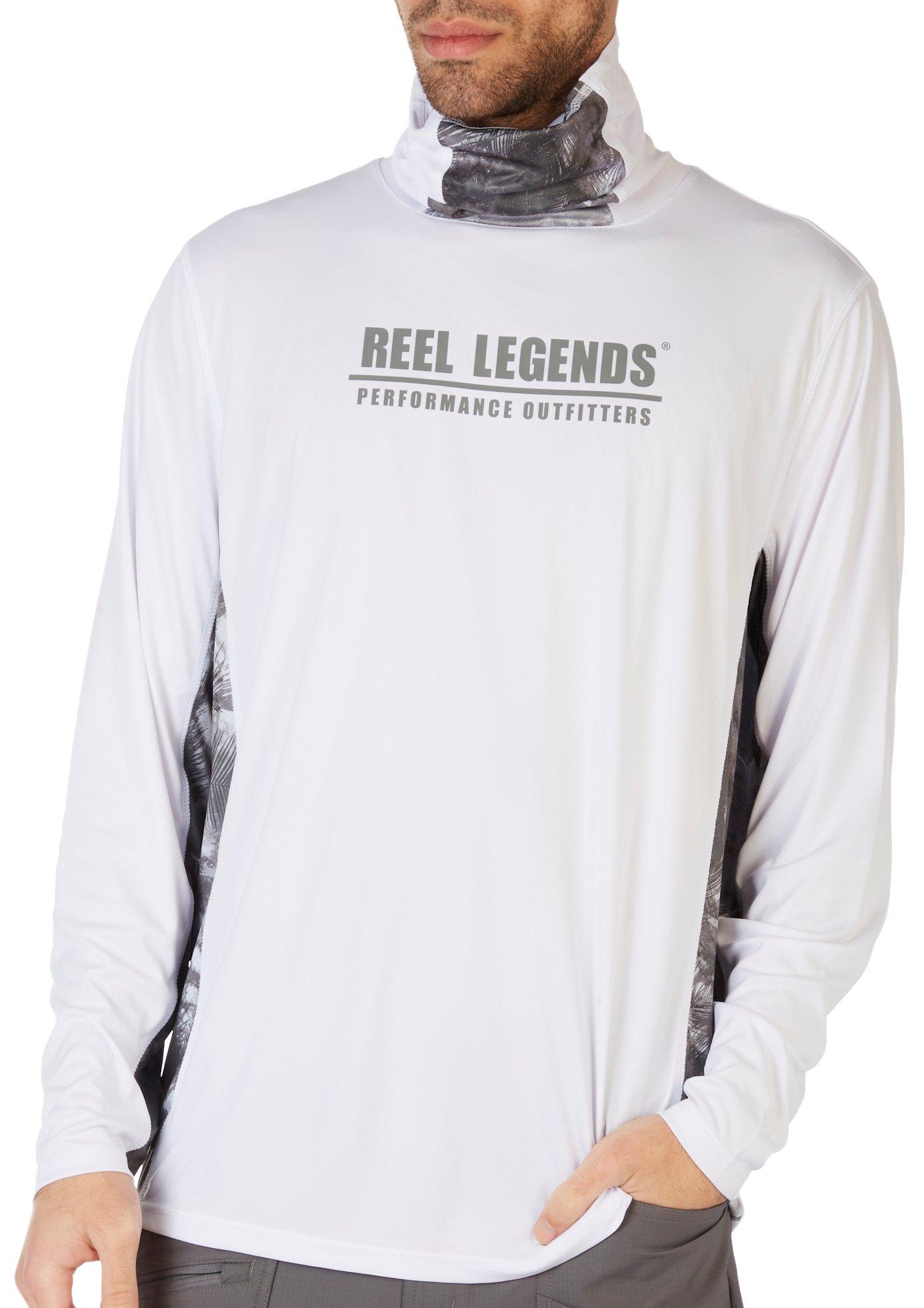Reel Legends Mens Pearl Palms Reel-Tec Gaitor Shirt - White - X-Large