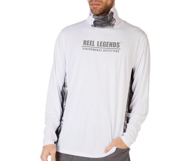 Reel Legends Mens Pearl Palms Reel-Tec Gaitor Shirt - White - X-Large