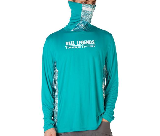 Reel Legends Mens Fishing Nets Reel-Tec Gaitor Shirt - Teal Green - Large