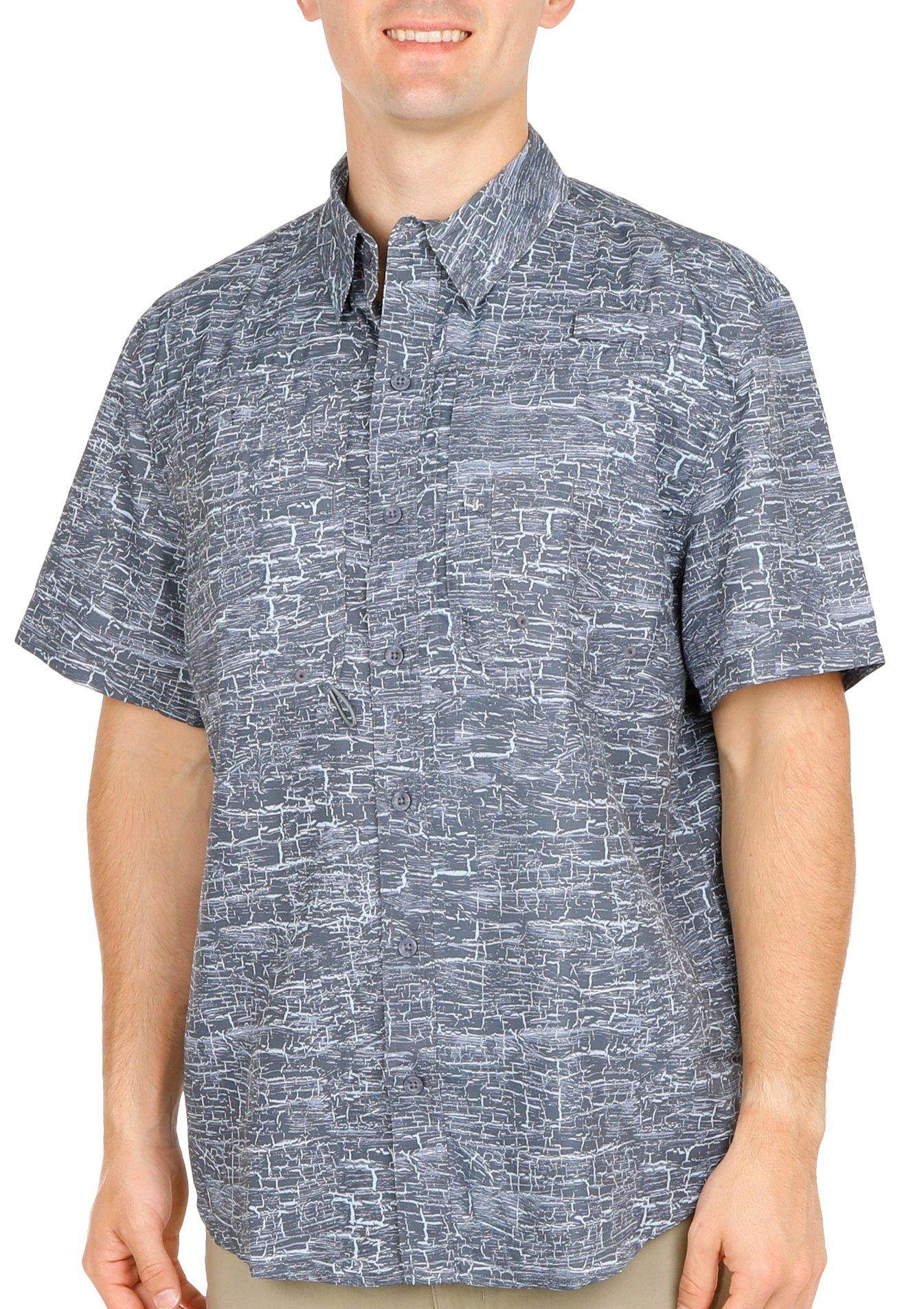 Reel Legends Button Front Short Sleeve Multi Pocket Camo Fishing Shirt  Men's XL