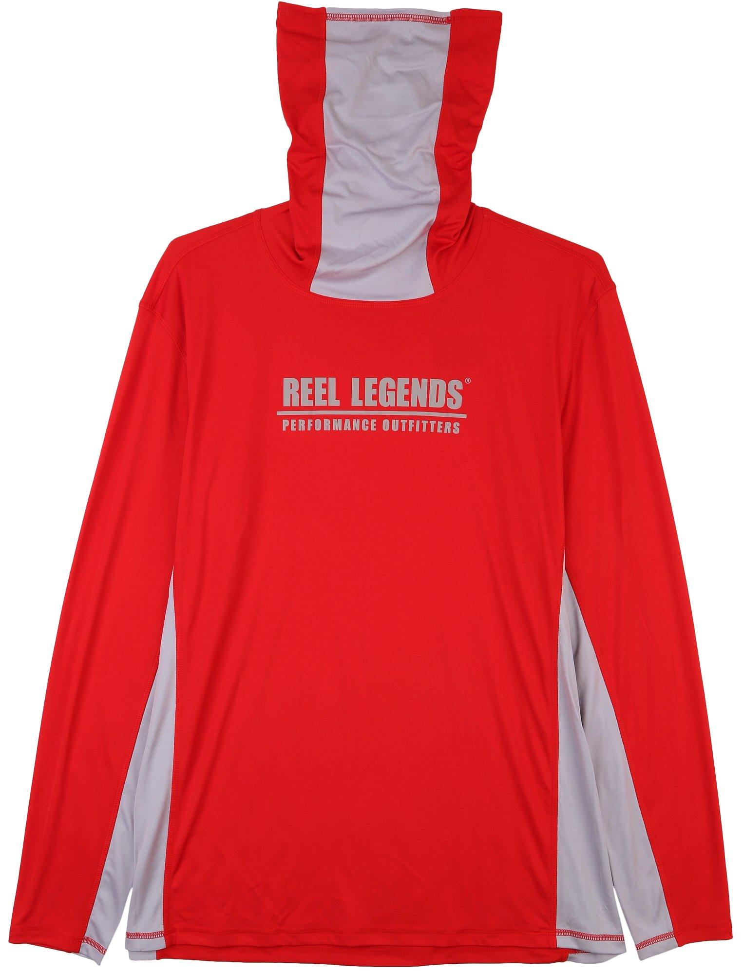 Reel Legends Mens Gray Trimmed Reel-Tec Gaiter Shirt
