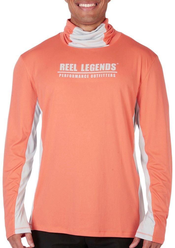Reel Legends Mens Gray Trimmed  Reel-Tec Gaiter Shirt