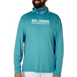 Reel Legends Mens Teal/Gritty Scale Graphic Turtle Neck Top