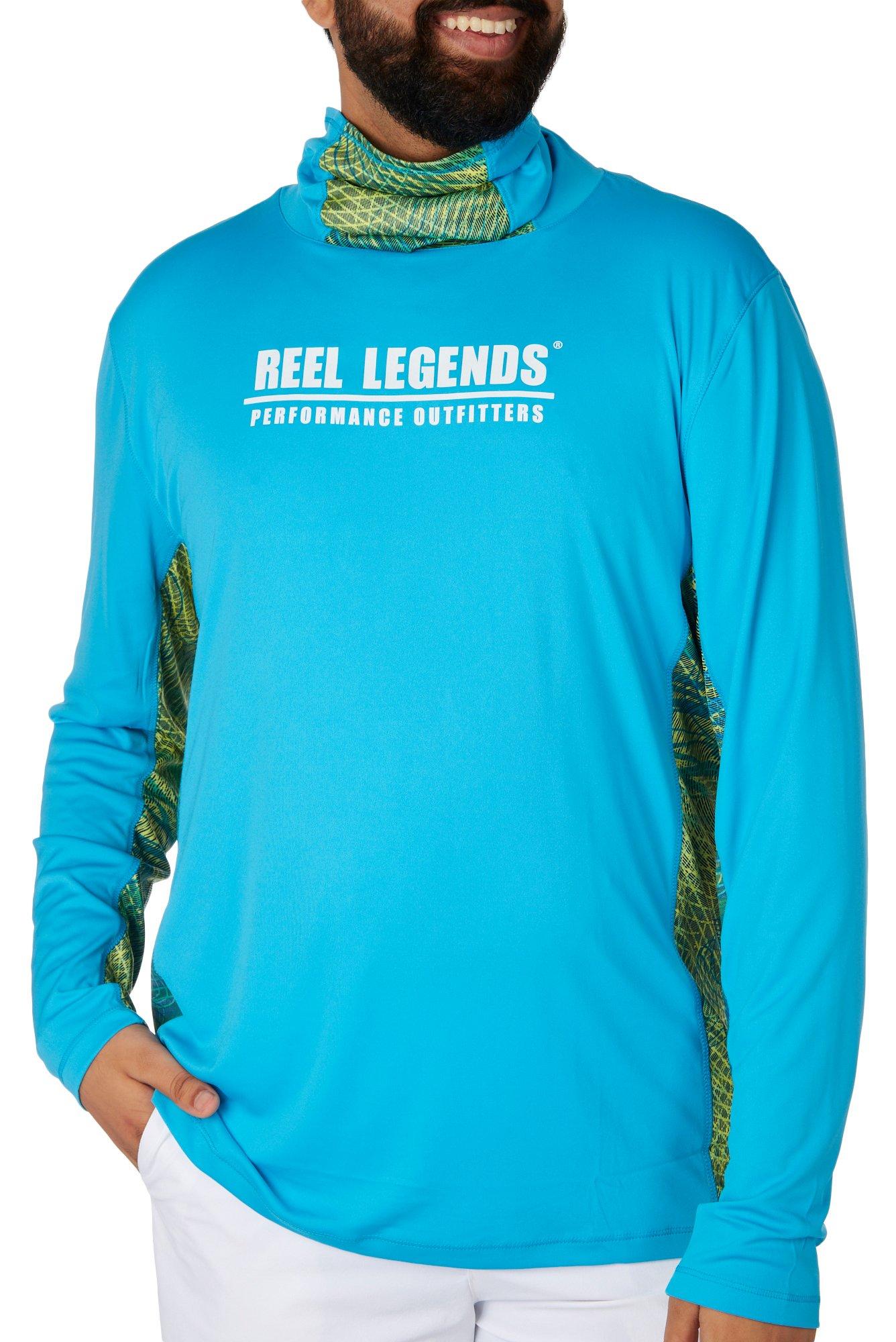 Reel Legends Mens Hawaiian Ocean/Scan Graphic Turtle NeckTop