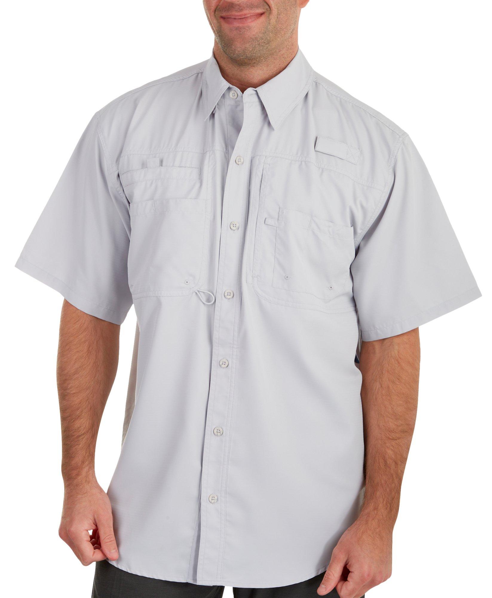 Reel Legends Mens Solid Saltwater II Short Sleeve Shirt - White - Small