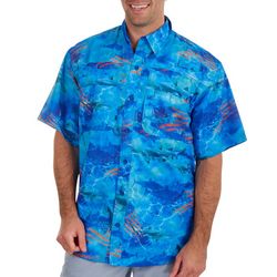 Reel Legends Mens Sharks Saltwater II Short Sleeve Shirt