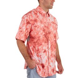 Reel Legends Mens Coral Print Mariner II Short Sleeve Shirt