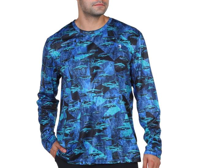 Reel Legends Mens Reel-Tec Fish Geo Long Sleeve T-Shirt