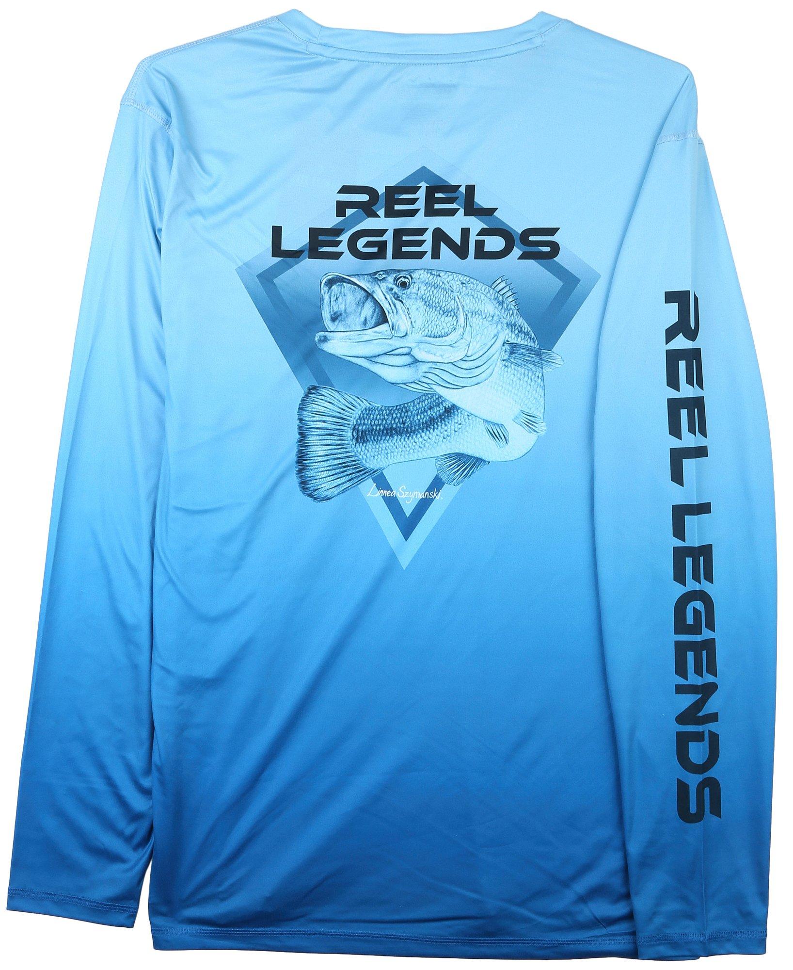 Reel Legends Mens Print Reel-Tec Long Sleeve Top