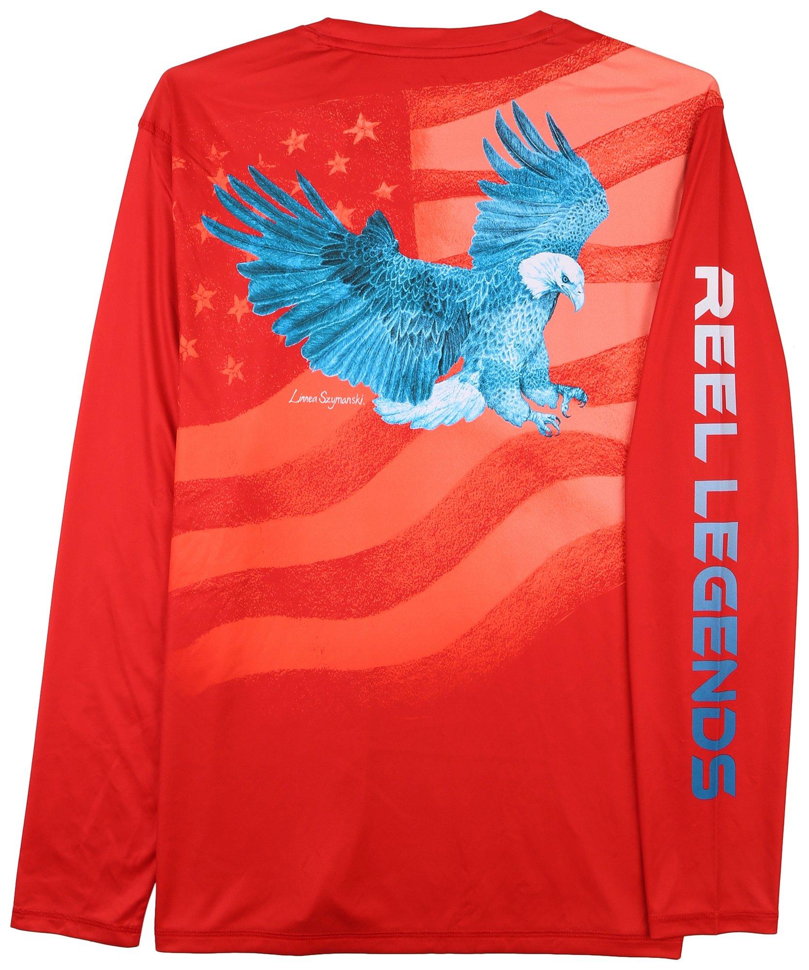 Reel Legends Mens Americana Reel-Tec Long Sleeve Top