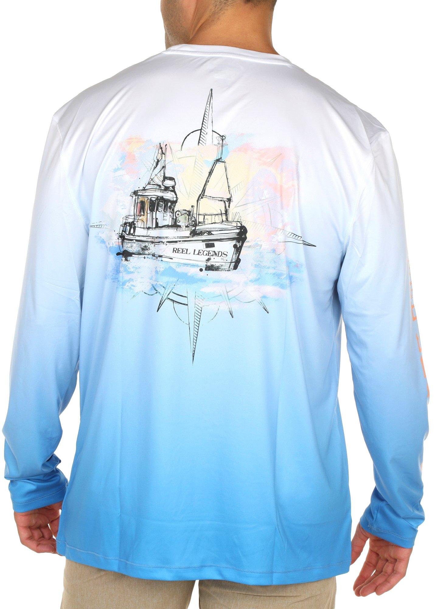 Reel Legends Mens Reel-Tec Fishing Boat Long Sleeve T-Shirt