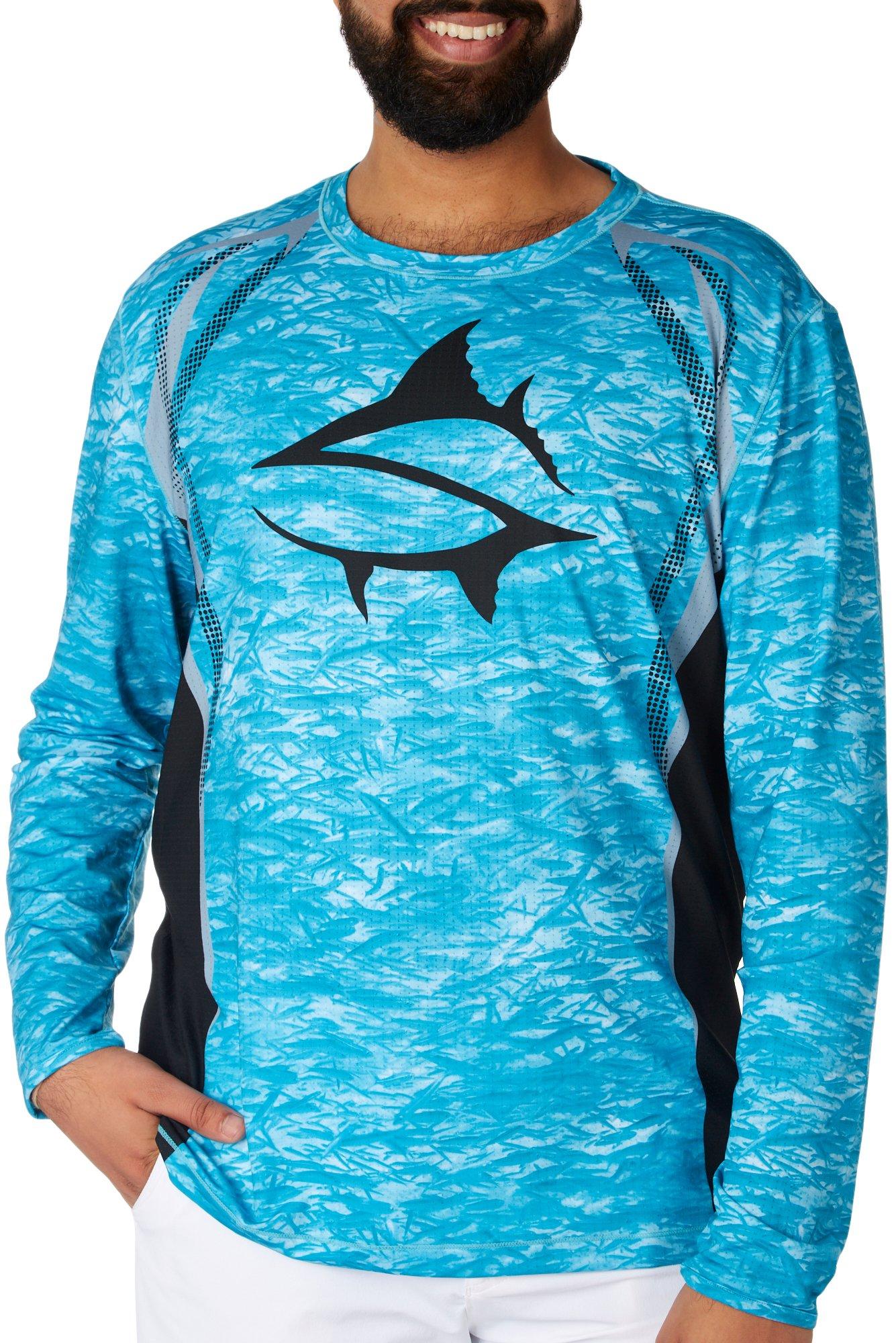 Mens Tournament Shark Screen Print  Long Sleeve T-Shirt