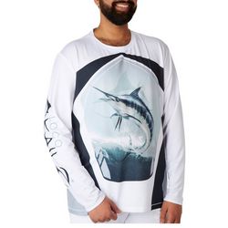 Loco Skailz Mens Blue Marlin Fish Long Sleeve T-Shirt