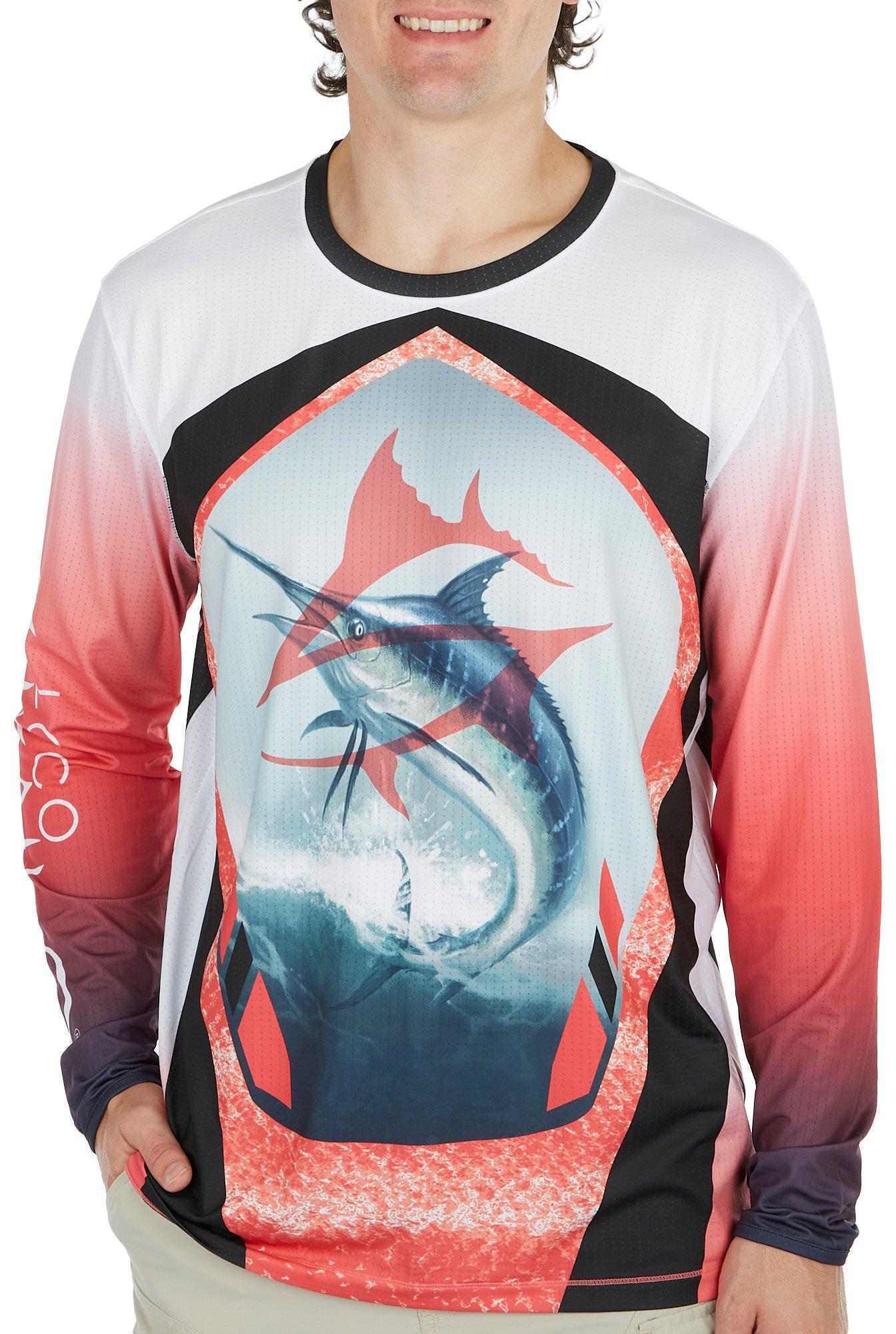 Loco Skailz Mens Blue Marlin Fish Long Sleeve T-Shirt