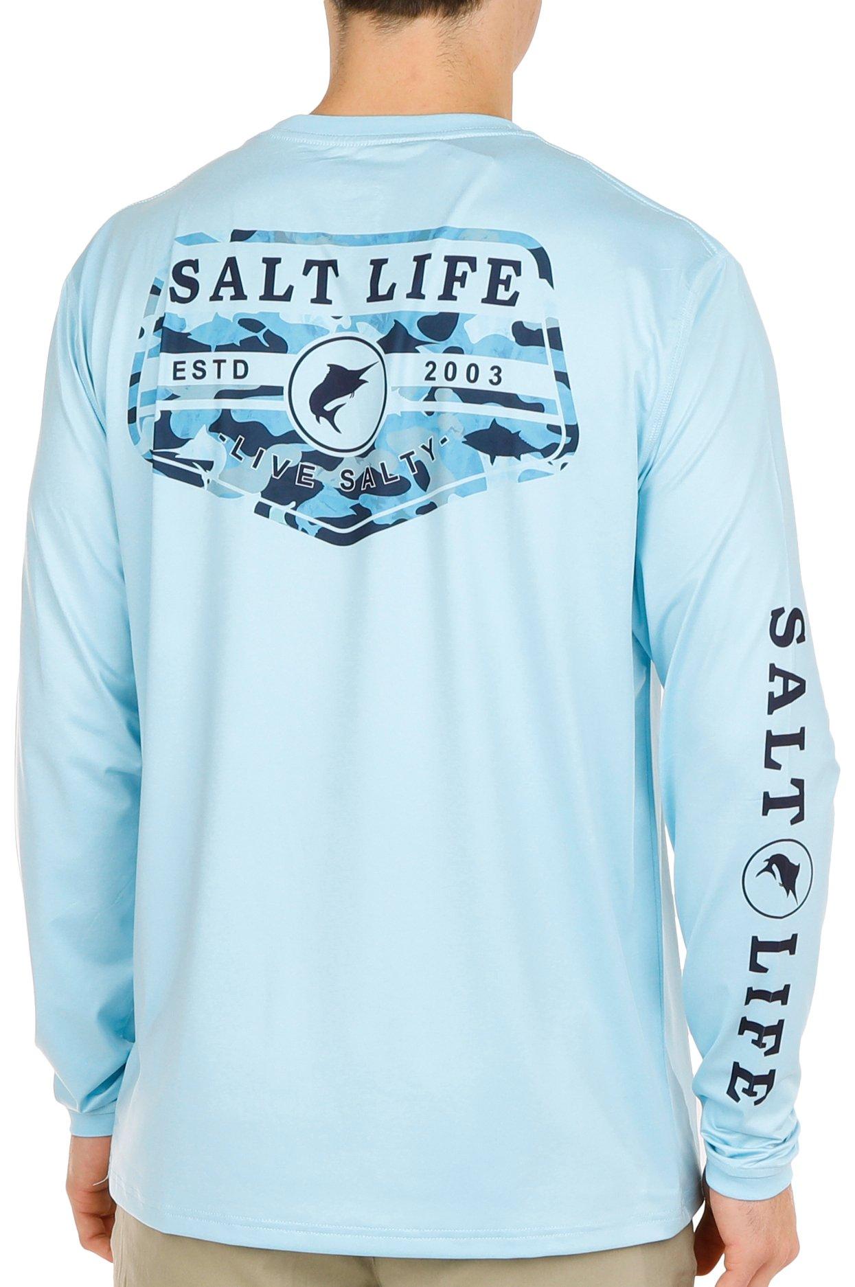 Mens Camo Fish Performance Long Sleeve Shirt