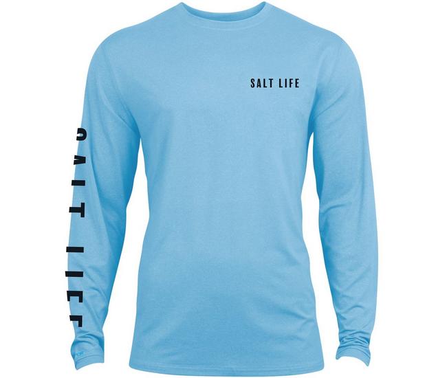 Salt Life Mens Aquatic Life Performance Long Sleeve Shirt - Light Blue - Large