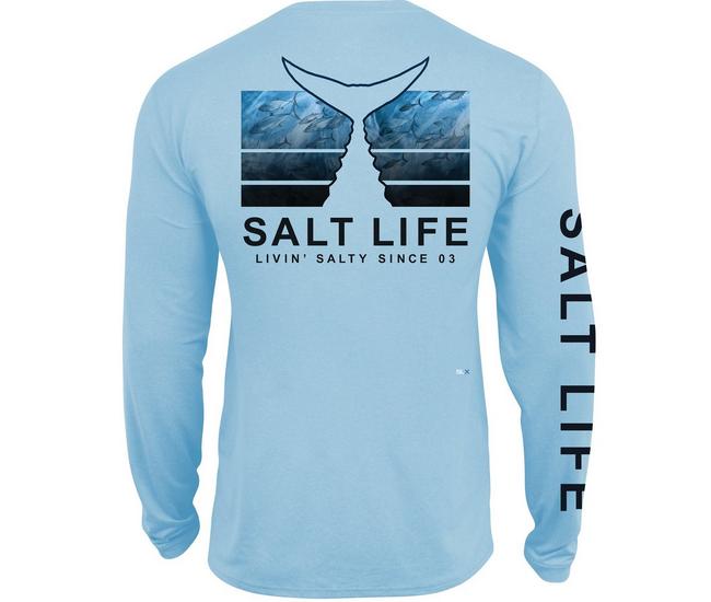 Salt Life Tuna Storm Performance Long-Sleeve Pocket T-Shirt for Men - Sky Blue Heather - M