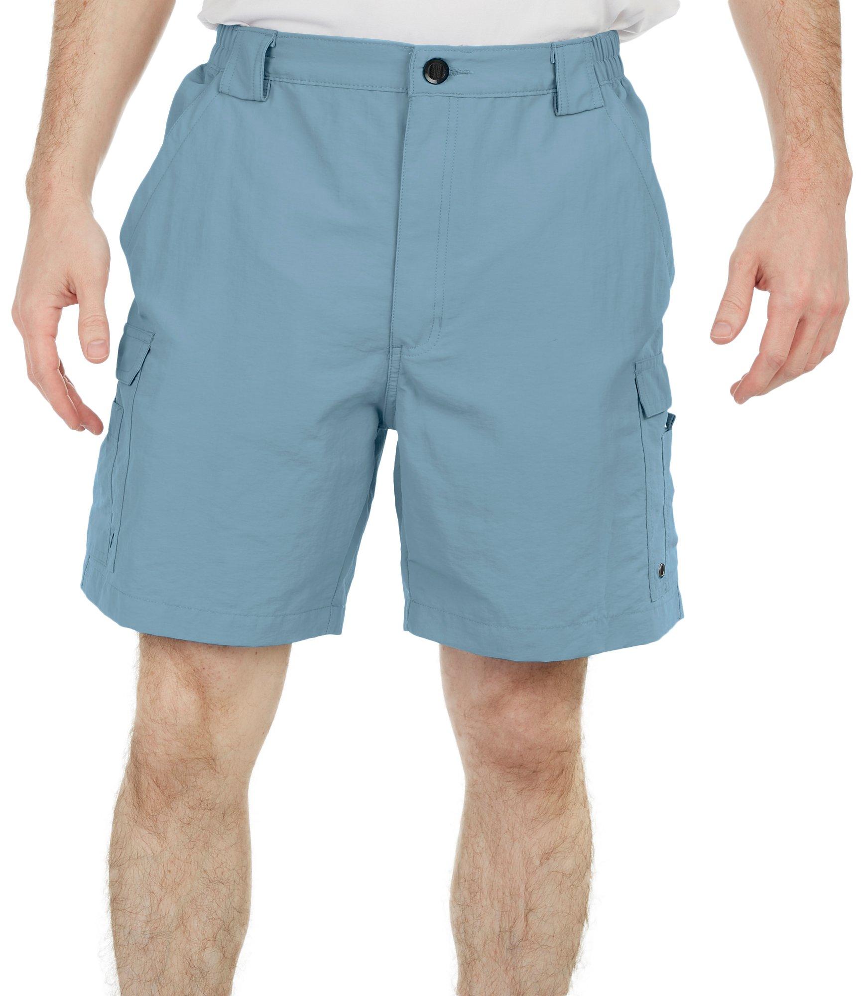 Reel Legends Mens 7.5 in. Solid Bonefish UPF 50 Cargo Shorts - Copen Blue - Medium
