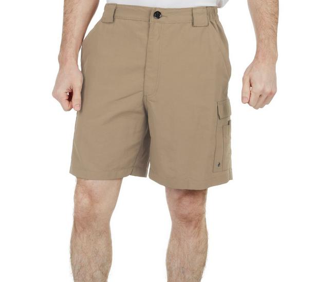 Reel Legends Mens 7.5 in. Solid Bonefish UPF 50 Cargo Shorts - Coconut Brown - XX-Large