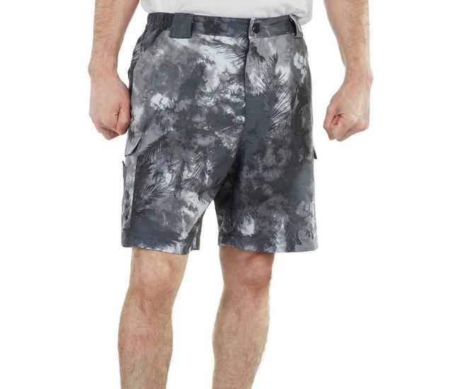 Reel Legends Cargo Shorts Mens Small Fish Print Polyester Stretch Waist