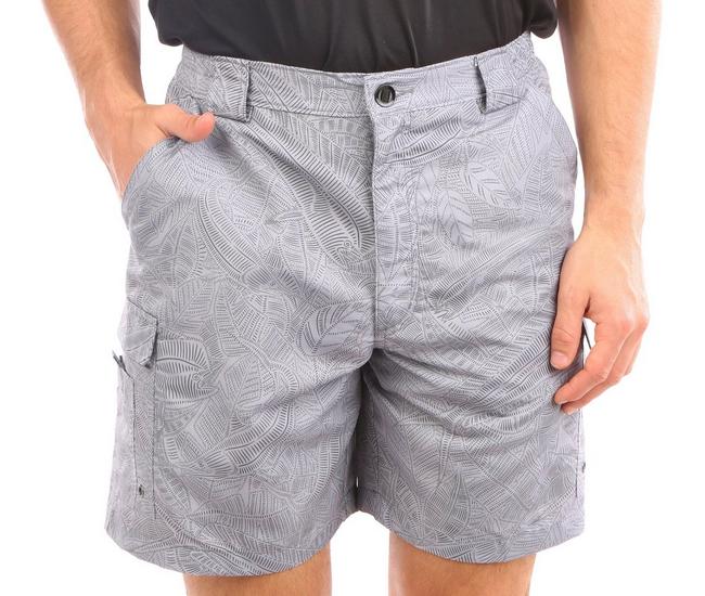 Reel Legends Mens Dapple Gray Fish 7.5 in. Boardshorts - Charcoal - Large