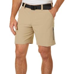Mens Belted Solid Cargo Shorts