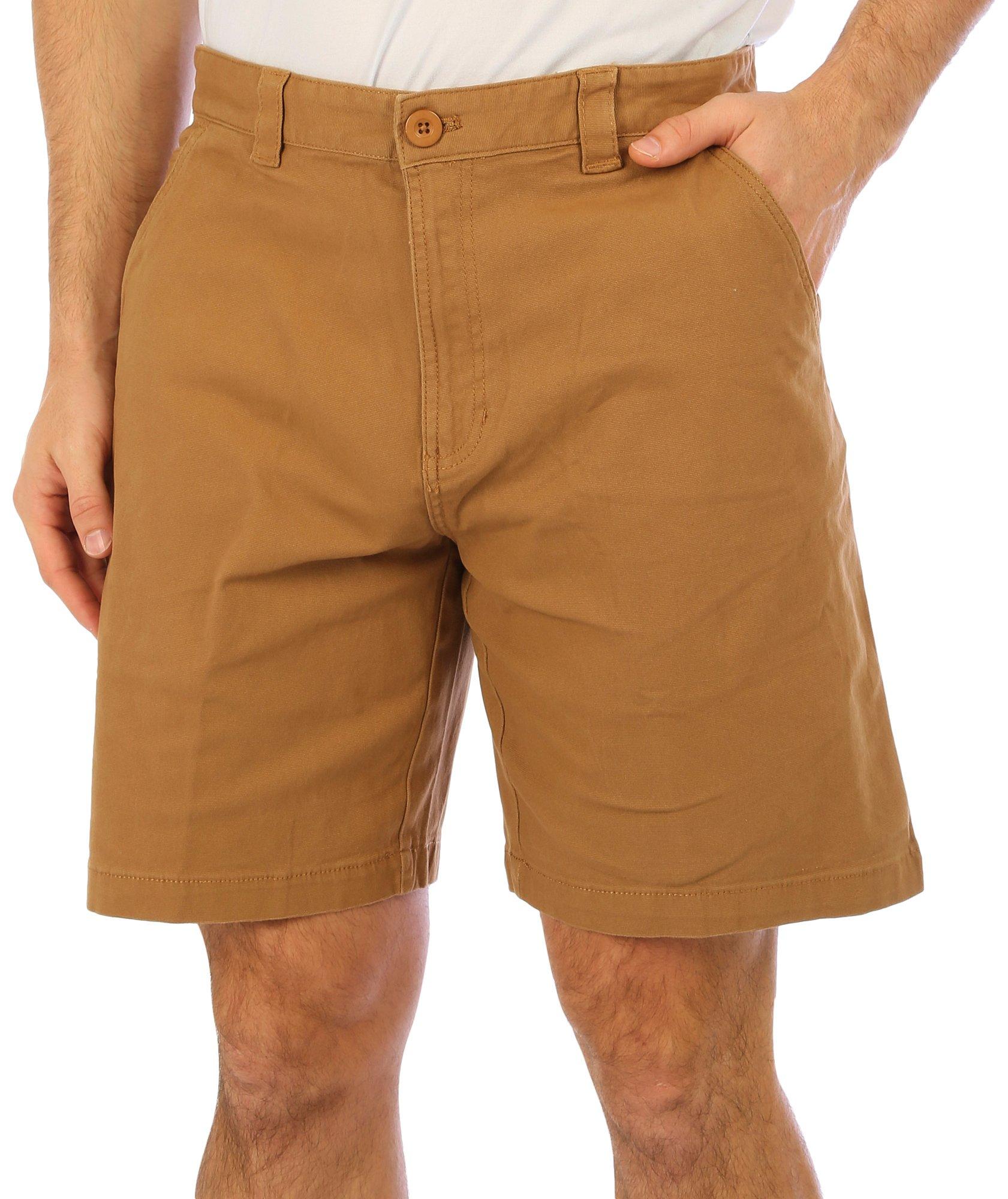 Reel Legends Mens Solid 9 in. Canvas Shorts - Tobacco Brown - 38W