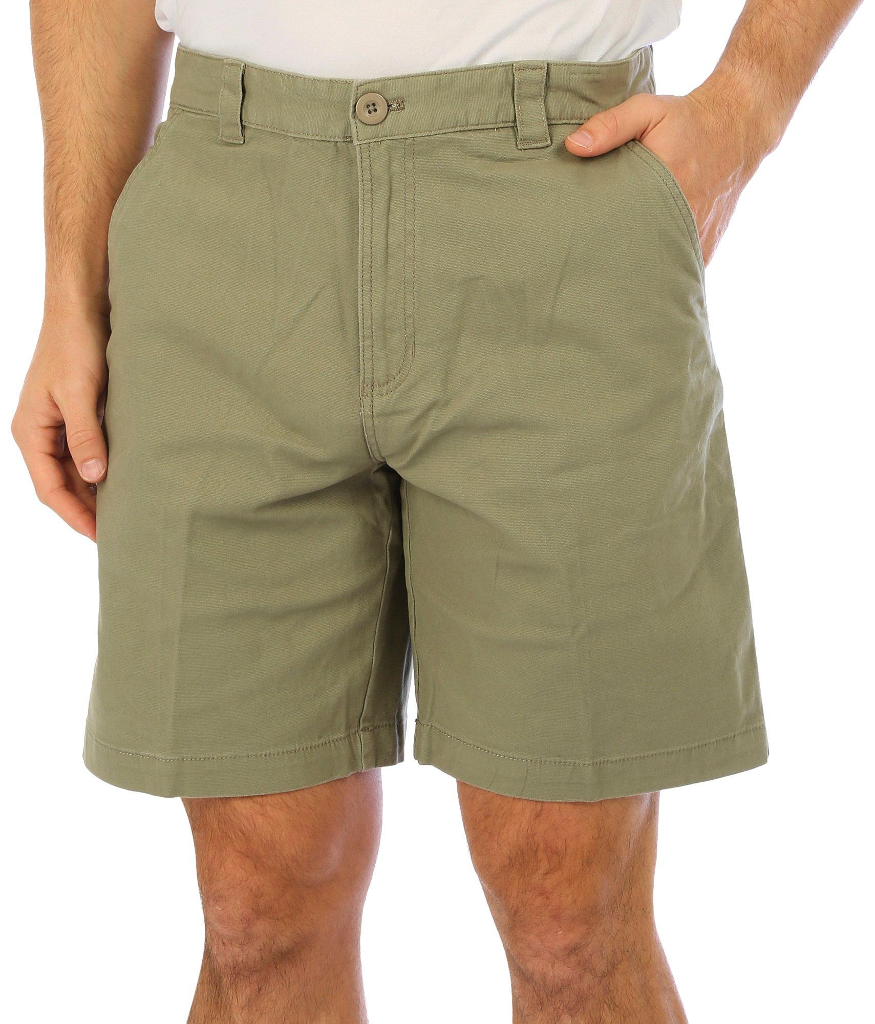 Mens Solid 9 in. Canvas Shorts