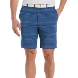 PGA TOUR Mens 9 in. Striped Flat Front Golf Shorts