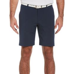 Mens Solid Flat Front 9 Golf Shorts