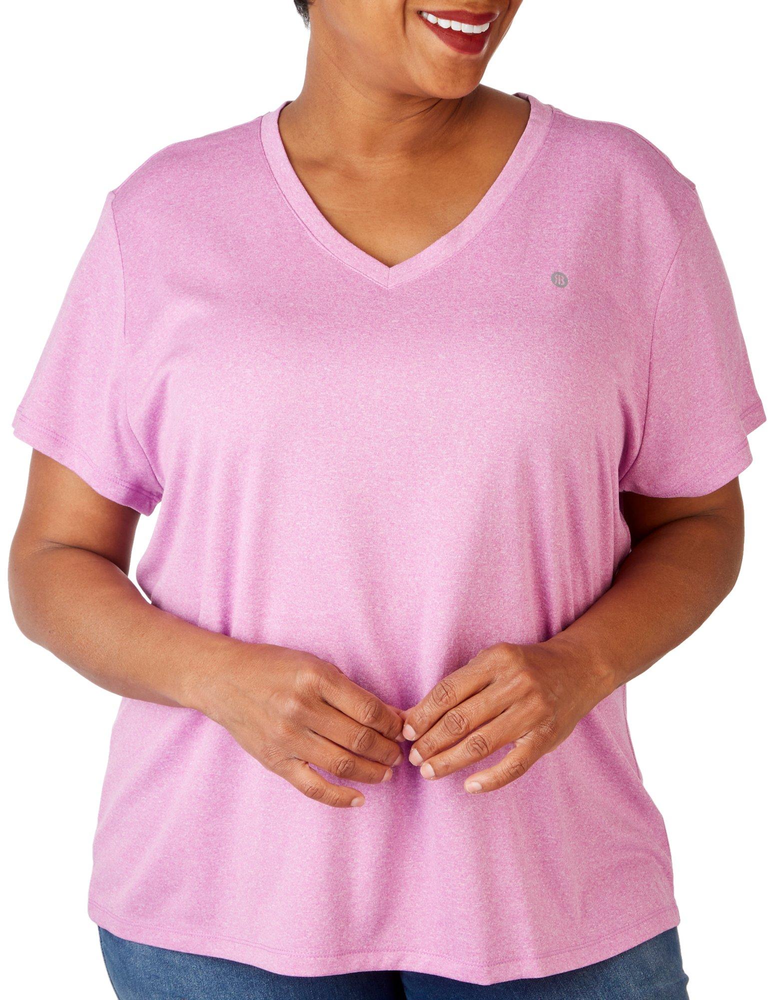 Plus Splash Knit V-Neck Short Sleeve Tee