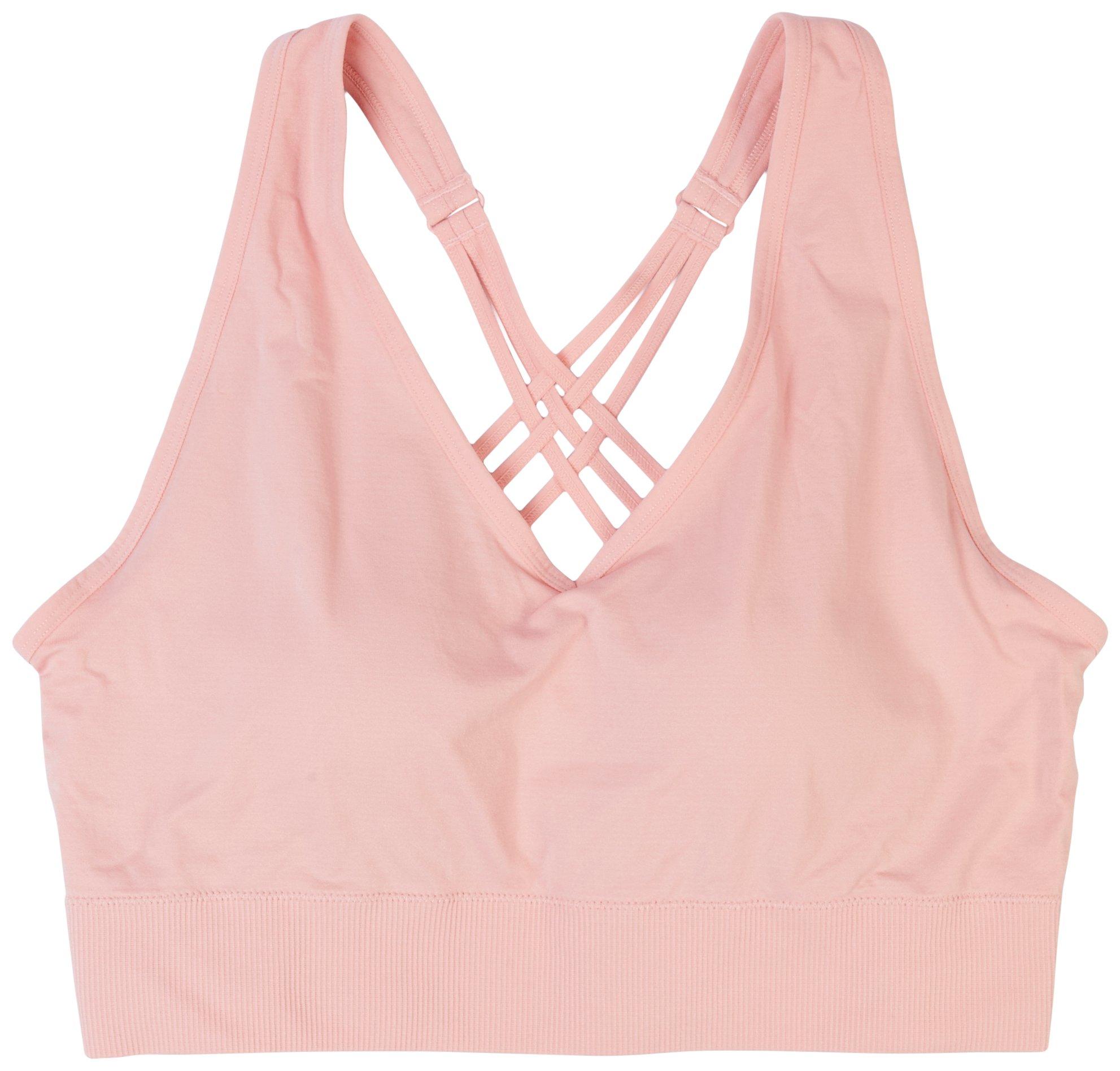 Plus Solid V Neck Multi Strap Sport Bra