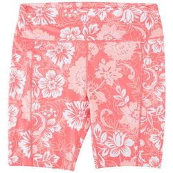 Plus 9 in. Tropical Flower Bike Shorts