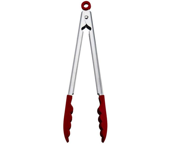 KitchenAid 11.5 In. Gourmet Red Silicone Tip Stainless Steel Tongs