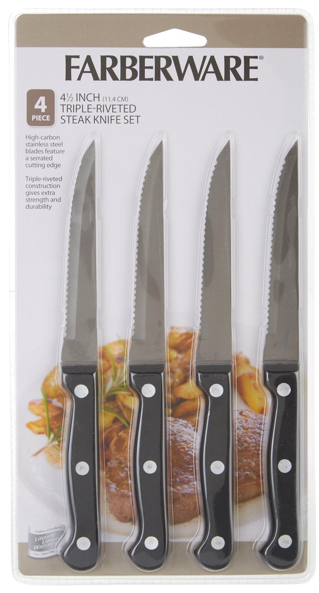 Farberware 4-piece High-Carbon Stainless Steel Fine-Edge Steak Knife Set