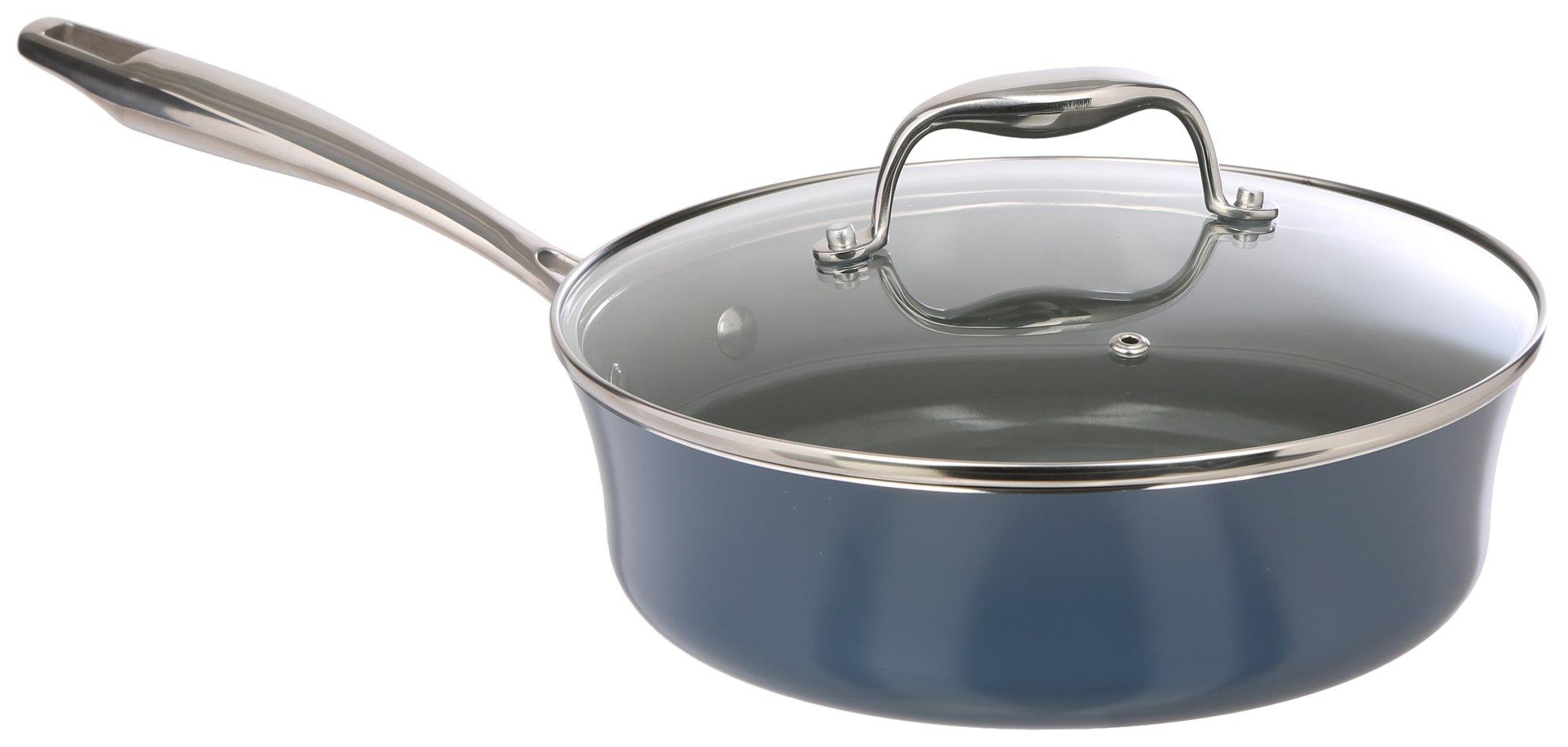 Zest Kitchen and Home Ceramic Saute Pan with Lid
