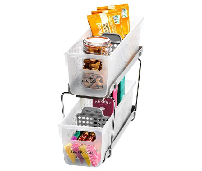 Madesmart 2-Tier Organizer with Dividers, Gray