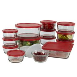 30 Pc Glass Food Storage Set with Cherry Lids