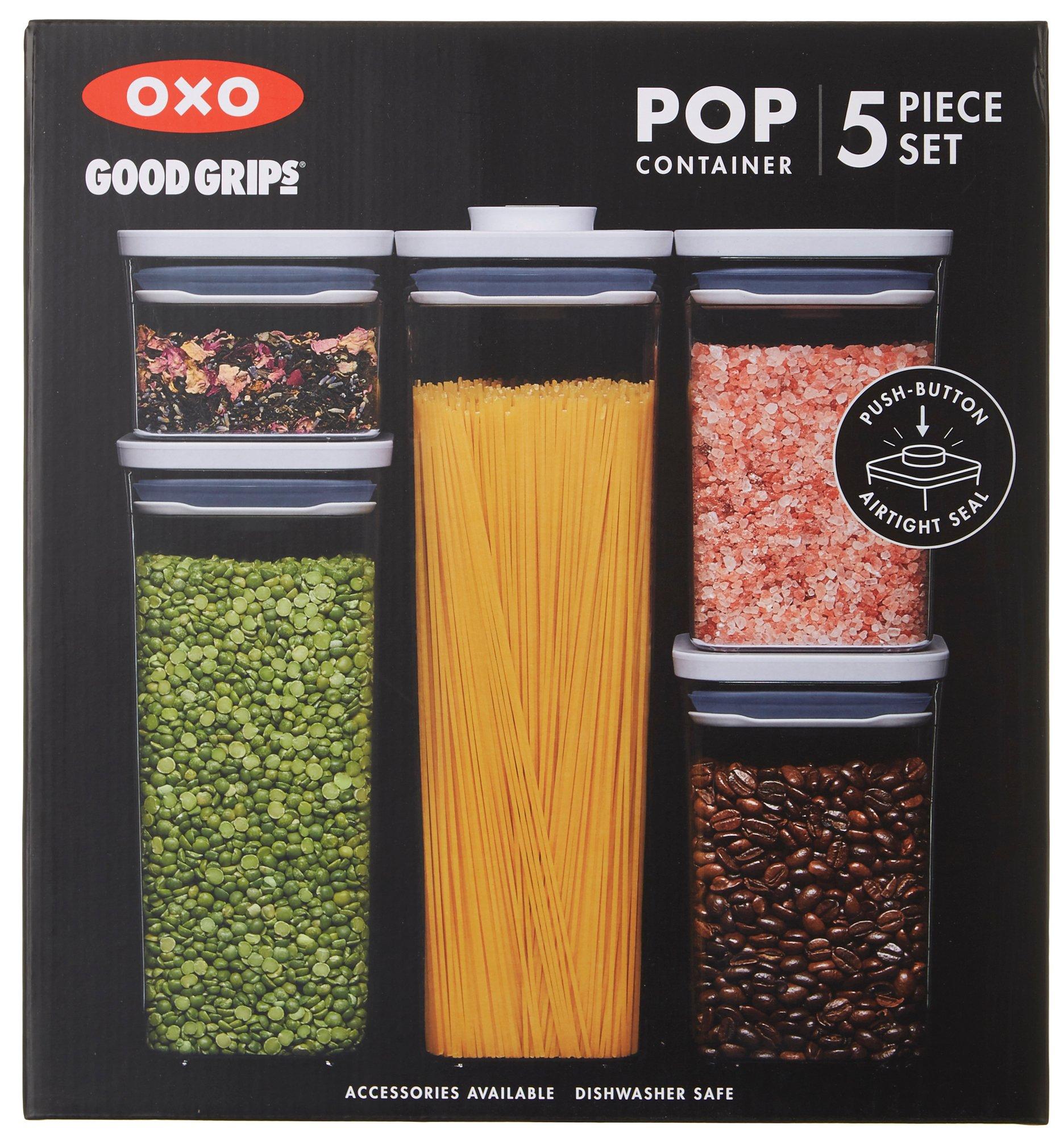 OXO POP 5pc Plastic Airtight Food Storage Container Set White