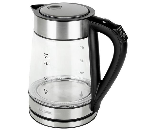 1.7L Stainless Steel Electric Kettle | Metallic Silver Glass Accent